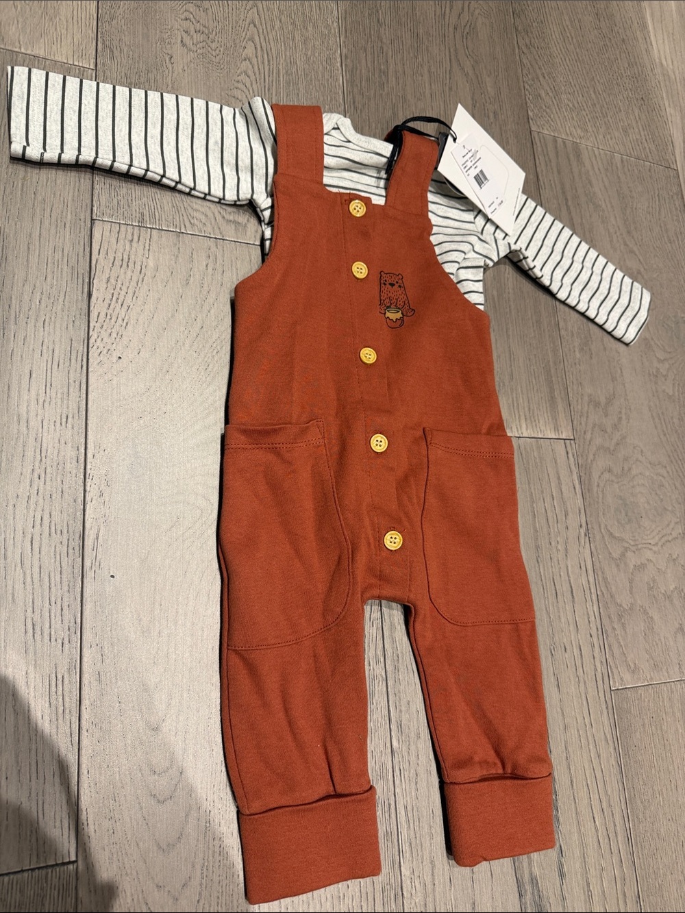 Deux Par Deux - 3M NWT Rust Orange Kids Overalls with Button Front